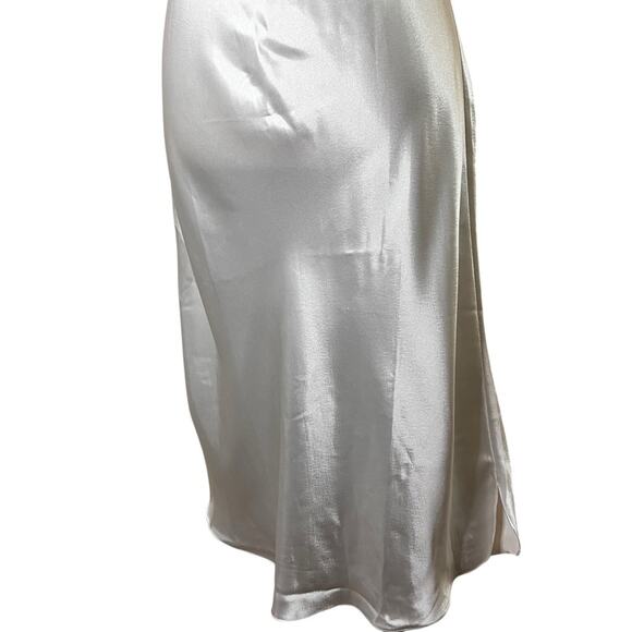 Vintage 90s Satin Bridal Slip Dress – Hand Embroidered, French Seams, Size L - Picture 7 of 11